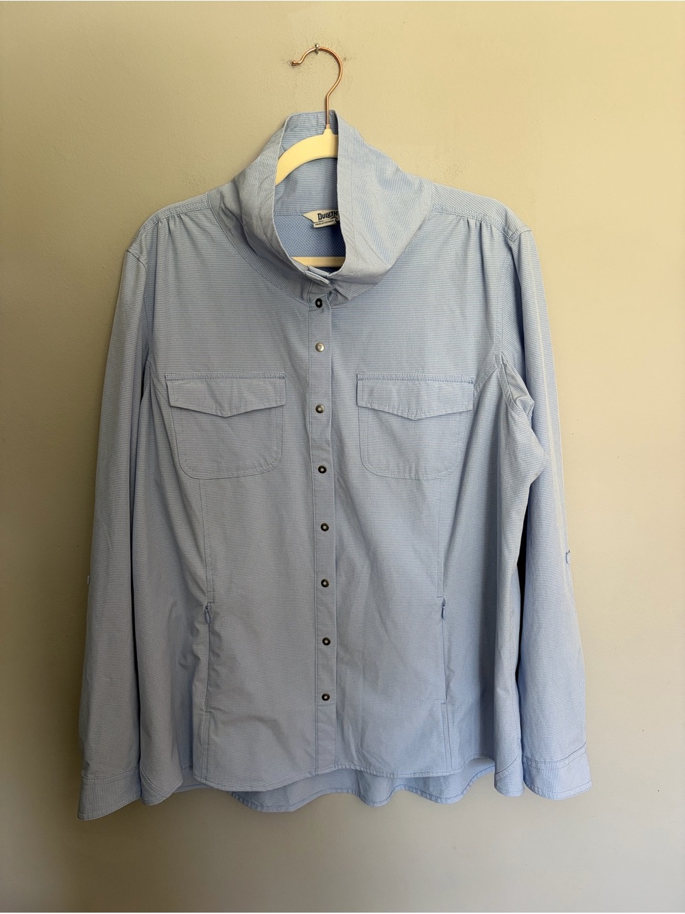 Duluth Trading Sol Survivor Sun Protection Shirt Jacket Women’s XL Blue Stripe